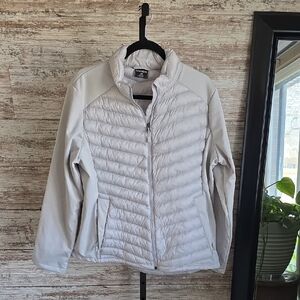 32 Degrees Heat Mixed Media Light Grey Quilted Jacket Womens Size XL